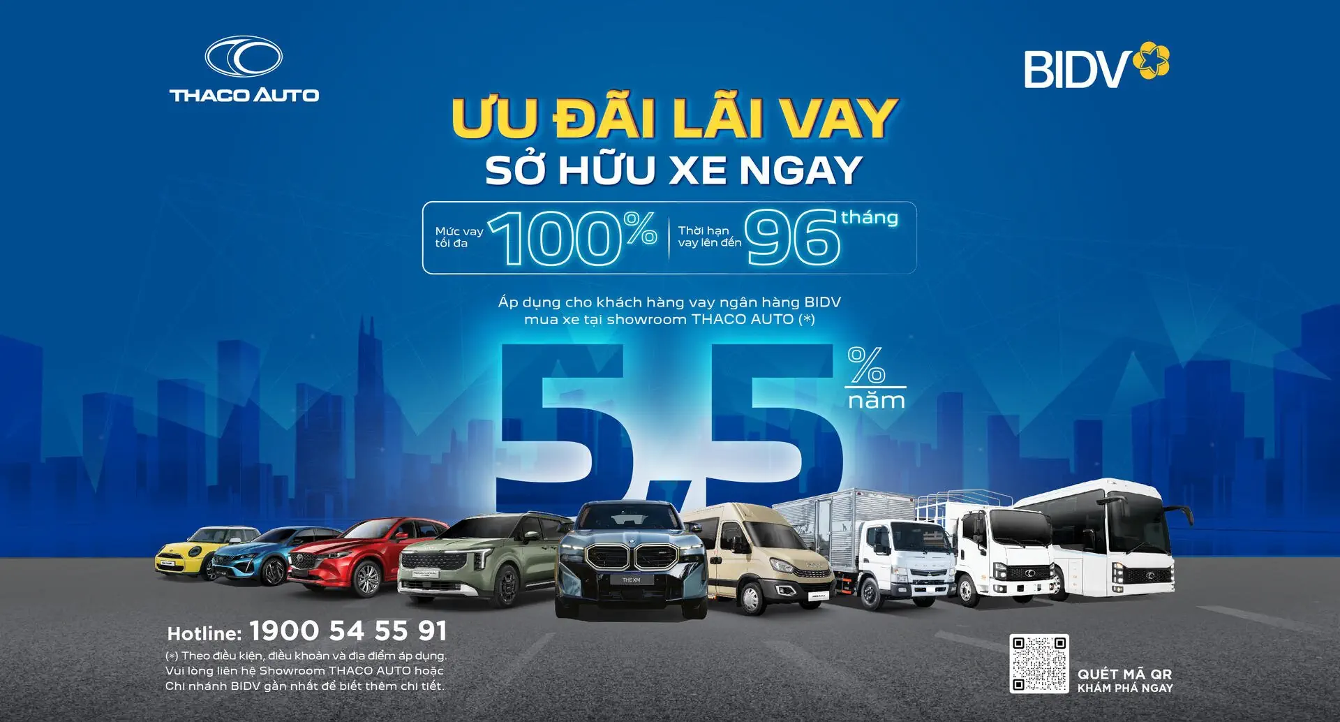 THACO AUTO hợp tác BIDV triển khai gói vay mua xe ưu đãi đến 100% giá trị xe, lãi suất chỉ từ 5,5%/năm